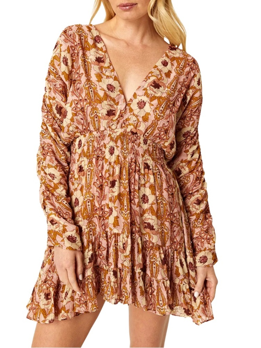 MISA Los Angeles Chiara Dress M Floral Smocked Mini Vacation Wedding Guest